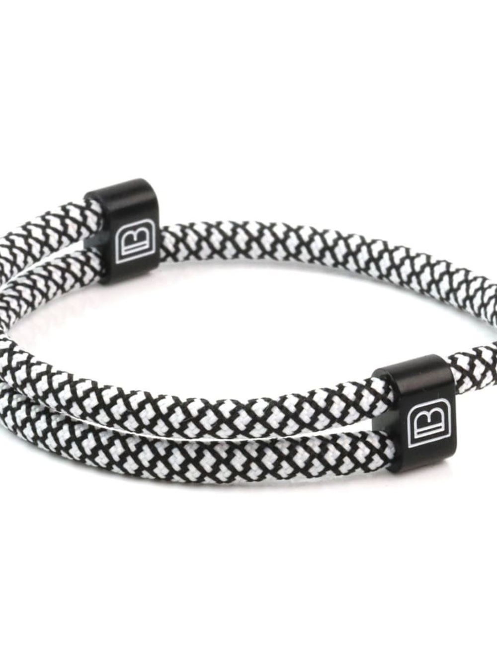 Braided Black & White Cord Bracelet with 'B' Logo